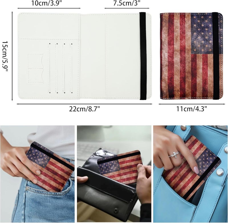 bassyil Passport Holder for Women and Men PU Leather Passport Cover for Travel (American Flag) - Image 4